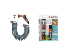 Gardena 4647-20 4647-20-Manguera riego de 10 m. Manguera Flexible, Pistola multichorro Classic, Ref. 8120 y Accesorios de conexión, Gris + 18291-20 Kit, Negro, Gris, Naranja, Plata