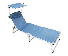 Homecall - Tumbona plegable de aluminio con parasol, Azul