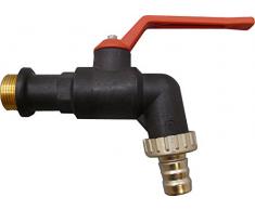 S&M 174018 Grifo Esfera 3/4 en Polipropileno Negro con maneta roja