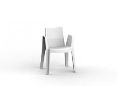 RESOL Play Set 4 Sillas de Jardín Apilables con Reposabrazos y Respaldo Ventilado | Terraza, Patio, Balcón, Comedor Exterior | Ligera y Resistente | Diseño Moderno - Color Blanco
