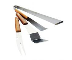 Point-Virgule PVB-BBQ-0240 Lote de 3 Utensilios para Barbacoa INOX/Madera 47 x 9 x 2 cm