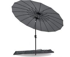 VOUNOT 270 cm Shanghai Sombrilla Jardín, Parasol Terraza Inclinable con Manivela, Protección UV para Patio, Jardín, Piscina, Exterior, Gris