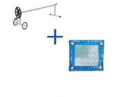 PACK MANTA TÉRMICA (COBERTOR TÉRMICO-CUBIERTA ISOTÉRMICA-TOLDO PARA PISCINA) DE 500 MICRAS SOLAR ENERGY CON REFUERZO EN TODO EL CONTORNO (6x3m) + ENROLLADOR TELESCÓPICO DE 81mm.