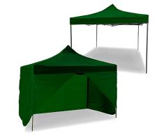 MalTrack Carpa Express Pabellón Comercial 3x3m, 4 Paredes, Verde, Bolsa Incluida, Protección UV, Impermeable, Jardín, Fácil de Desmontar, Verano