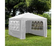 Garden Vida 3 x 4 m, Color Blanco Cenador con Paneles Laterales, Carpa con Cremallera, Tienda de campaña de jardín al Aire Libre, toldo Impermeable con Barra de Viento, Plástico Metal