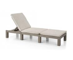 Keter Daytona Deluxe-Tumbona de Jardín, para Exterior Ideal para terrazas, Patios, Jardines, con Respaldo reclinable en 4 Posiciones, Estructura Reforzada con cojín Incluido para Confort, Color Arena
