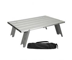 Aktive 52995 - Mesa plegable portátil camping | Mesa camping baja 40x28,5x13 cm | Incluye bolsa para fácil transporte | Mesa camping aluminio | Accesorios camping y playa