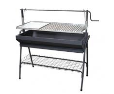 IMEX EL ZORRO Barbacoa con Parrilla-Plancha y Elevador, Negro, 60x50x115 cm, 71763