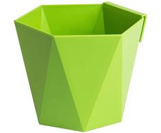 SimplyTheBest Maceta para Plantas, Maceta para Plantas, Maceta para Colgar en la barandilla, balcón, Organizador de Escritorio, decoración del hogar, Mezcla. Plástico, Verde, Ø 13 cm x H 13 cm
