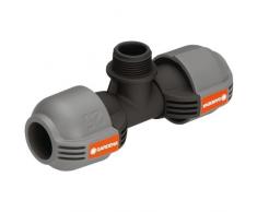 Gardena Quick&Easy 2787-20 - Unión de T del sistema de aspersión para rosca macho, pieza de conexión para conectar el aspersor emergente con turbina, 25 mm, rosca macho 3/4