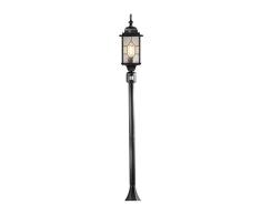 Konstsmide Milano 7249-759 - Faro de pie para exteriores (16 cm x 16 x 131 cm, 1 bombilla de 60 W, IP43, aluminio lacado), color negro y plateado