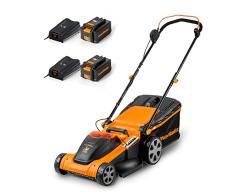 LawnMaster CLMF4841E Cortacésped con Batería 48V MAX 2x24V 4.0Ah, 41cm hasta 450m², Altura de Corte 6 Niveles 22-72 mm, Bolsa de Recogida de 42L