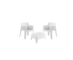 Shaf Costa | Set Salon Conjunto Muebles Jardin Exterior 2 Plazas | Fabricado en España con Materiales Reciclados-Color Blanco