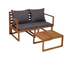 greemotion Juego de Muebles de jardín Dijon, Muebles de Madera de Acacia FSC 100% Conjunto de Muebles con Mesa y Dos sillones con Cojines