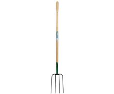 Draper DRA63579 - Horquilla de estiércol con Eje de Madera, 4 Puntas, Color Azul