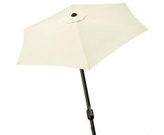 Aktive 53989 - Sombrilla grande jardín, Sombrilla hexagonal, Parasol balcón, Ø 300 cm, color crema, mástil aluminio, Ø 48 mm, con manivela, techo de ventilación