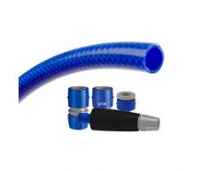 Tatay 9935405 Blue Line - Kit Manguera y Conectores para riego de terraza o jardín, 25 Metros de Largo, 3/4-19, 20 Bar, Color Azul, Uso Regular