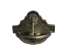 Teamson Home Fuente de Agua con Luces y Bomba para Jardín y Exteriores, Fuente de Agua Montada en la Pared, Adorno Cascada de Piedra con Cabeza de León para Interiores, Decoración de Patio
