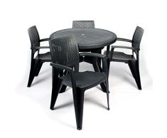 CREVICOSTA QUALITY MARK MARCAS DE CALIDAD - Conjunto Luxe 4 Sillas Caribe + 1 Mesa Caribe Redonda (Antracita)