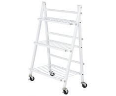 Maximex Escalera de Flores y Hierbas, Ahorro de Espacio para Plantas en 3 Niveles, Elegante presentación de Flores, ensaladas y Hierbas, Escalera de Plantas con 4 Ruedas móviles, Plegable