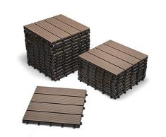 SAM® Baldosas en WPC con Sistema de Click, Set de 22 Piezas de Aprox. 2 m², Color marrón Chocolate, baldosas de jardín con 4 tablones, Suelo con Estructura de Drenaje