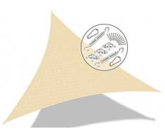 VOUNOT Toldo Vela de Sombra Triangular 5 x 5 x 5 m, Incluye 19 Kits de Montaje, Protección Rayos UV y HDPE Transpirable, para Exterior, Jardin, Patio, Marfil