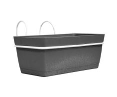 Art Plast Pop-Up 3 jardineras L 22 cm con Ganchos, de Polipropileno, Gris