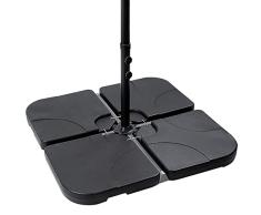 Ribelli Soporte Parasol Rellenable Cuadrado 4 Piezas Base para Sombrilla Voladiza en 4 Partes Resistente a la Intemperie Negro
