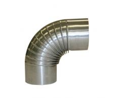 Kamino - Flam – Codo para chimenea de leña, Codo para estufa de leña, Codo vitrificado, Codo de escape – resistente a altas temperaturas – Plata, Ø 130 mm/90°C
