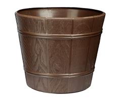 Verdenia 7207 - Macetero Ligero con diseño Inspirado en Madera, Maceta Decorativa para Plantas de Interior y Exterior, de plástico, Redondo, Muchos Colores y tamaños, 19 cm, Color marrón