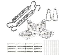 VOUNOT Kit de Montaje para Triángulo y Rectángulo Toldo Vela, Juego de Accesorios para Vela de Sombra, Kit de Fijación Acero Inoxidable