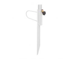 Relaxdays Pincho Sombrilla, Grosor Palo Parasol hasta 32 mm, Jardín, Camping, Playa, Soporte Sombrillas, Acero, Blanco
