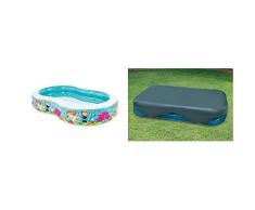 Intex 56490NP - Piscina Hinchable Rectangular 262 x 160 x 46 cm, 640 litros + 58412NP - Cobertor Rectangular Piscina 305 x 183 cm y 262 x 175 cm