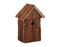 Relaxdays Casa para Pájaros, de Madera, Pajarera Colgante, Caseta Pájaros Jardín, 25,5 x 18 x 12,5 cm Aprox, Natural