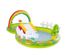 INTEX 57154 - Piscina infantil hinchable con dispersor de agua y tobogan jardin, centro de juegos para niños