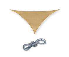Relaxdays Toldo Vela Triangular, 3 x 3 x 4,25 m, Tela HDPE, Estabilización UV, Cóncavo, Malla Parasol Triángulo, Arena