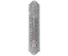 Esschert Design Termómetro de Pared de Zinc Gris 30cm OZ10 Interior y Exteriores