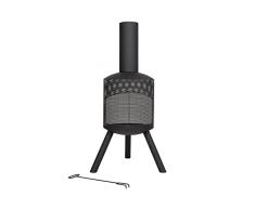 La Hacienda Santana Acero Negro - Estufa de Exterior - Chimenea Exterior - Brasero - Brasero Exterior - 40x58x115cm