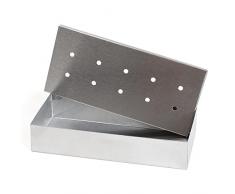 Wenco Premium - Caja de incienso (20 x 9,5 x 4 cm, acero inoxidable, resistente al calor, para barbacoa de gas y parrilla de carbón, color plateado