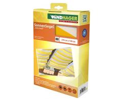 Windhager Toldo Vela de protección Solar tecnología de tensado de Cables 270 x 140 cm, Ideal para pérgola o Invernadero, Amarillo/Blanco, 10875