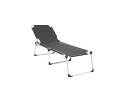 ACAMP Riviera Tumbona de 3 Patas anodizado Muebles de Jardín, Aluminio anodizado/Nero, 216 x 70 x 37 cm