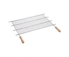 Sauvic 02757 Parrilla Barbacoa 18/8 70 X 40 Recortable con Mangos DE Madera, Acero Inoxidable, 72.50x62.50x3.00 cm
