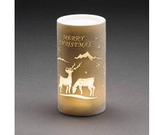 Konstsmide 4354-200 LED de Bola de Nieve Merry Christmas and Reindeer Scene, llenado de Agua/Temporizador de 5 Horas/Funciona 3 Pilas AA 1,5 V (exc.)/Linterna de Navidad 1 diodo Blanco cálido