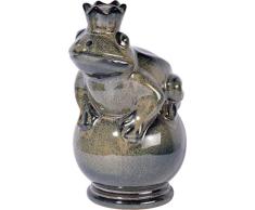 dobar 10419e Decorativa de jardín de Froschkönig, Figura de Animales, de cerámica, 15 x 12 x 22 cm, vidriada, Verde