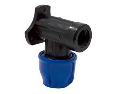 S&M 725869 Codo Grifo con Refuerzo Acero Inoxidable para tubería 20 mm-1/2”, Negro y Azul, 20 mm