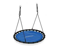 Relaxdays Columpio Jardín Redondo Ajustable para Niños y Adultos, hasta 100 kg, Azul, ø 120 cm