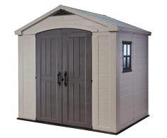 Keter - Caseta de jardín Exterior Factor 8x8 con escuadra incluida, Color marrón/Beige