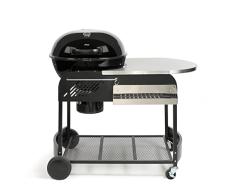 Livoo, Barbacoa de carbón con postre y almacenamiento DOC 272, superficie de cocción de 54 cm de diámetro, para 6 a 10 personas, revestimiento de barbacoa: acero esmaltado, postre de acero inoxidable