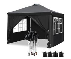 Hikole Gazebo 3 x 3 Plegable cenador Exterior Impermeable Carpa de jardín con 4 Paredes Laterales y 4 Bolsas para contrapeso