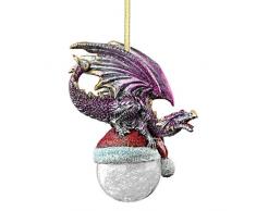 Design Toscano Árbol de Navidad del Polo Norte Santa Sombrero de Copo de Nieve para Navidad, Adorno de Bola de dragón, Individual, Multicolor